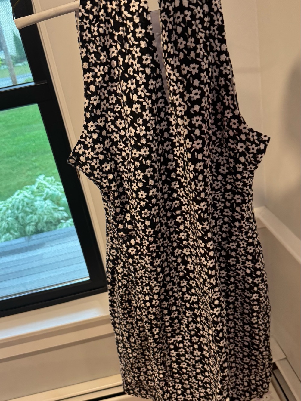 Karl Lagerfeld Black Midi Dress with White Floral Print
